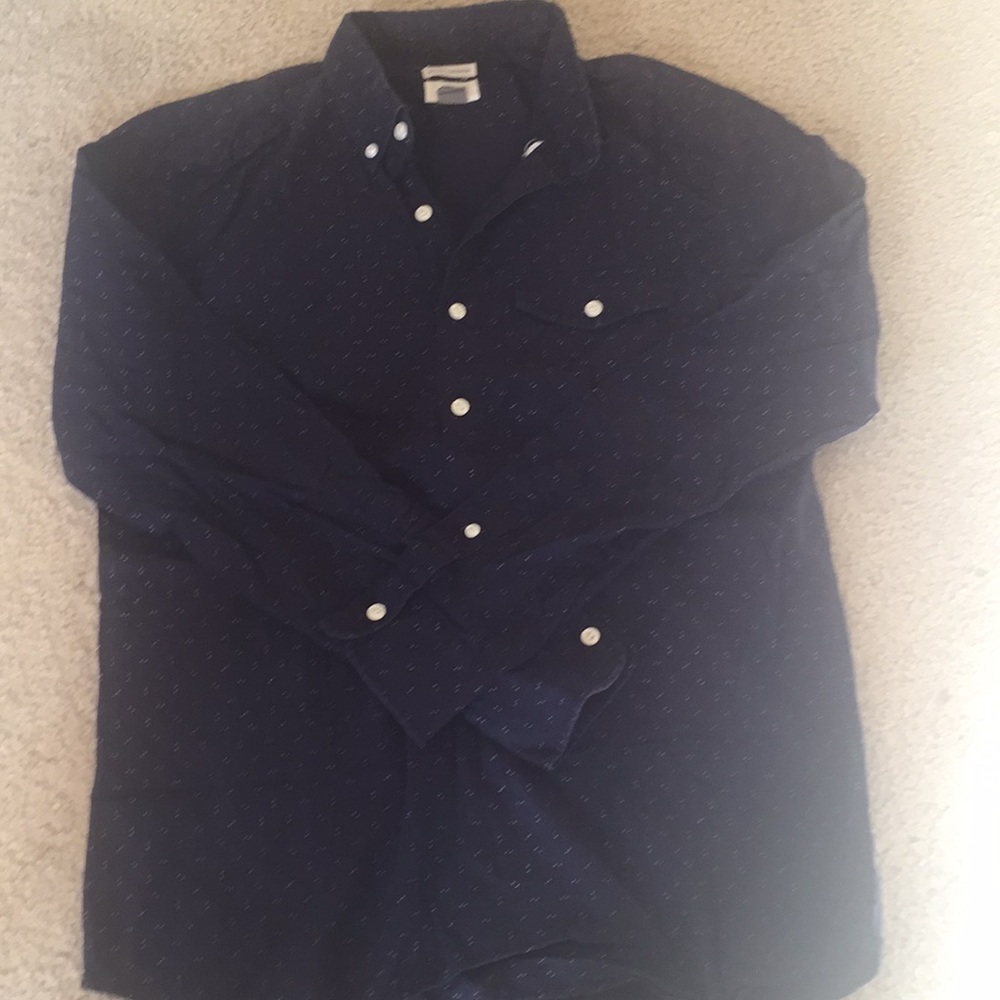 Old Navy, blue little white dots women button